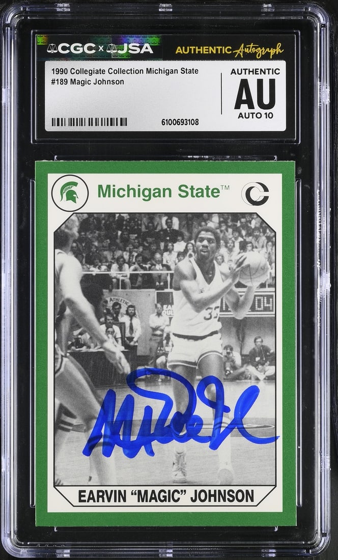 Signed 1990 Collegiate Collection Magic Johnson Card CGC Graded JSA Authenticated (1 of 2)