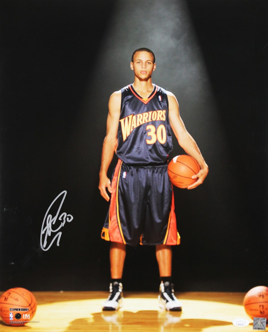 Stephen Curry Signed 16x20 Rookie Photo Golden State Warriors JSA Authenticated: Stephen Curry Signed 16x20 Rookie Photo Golden State Warriors JSA Authenticated This stunning autographed 16x20 vertical rookie photo features Stephen Curry, the iconic player from the Golden State Wa