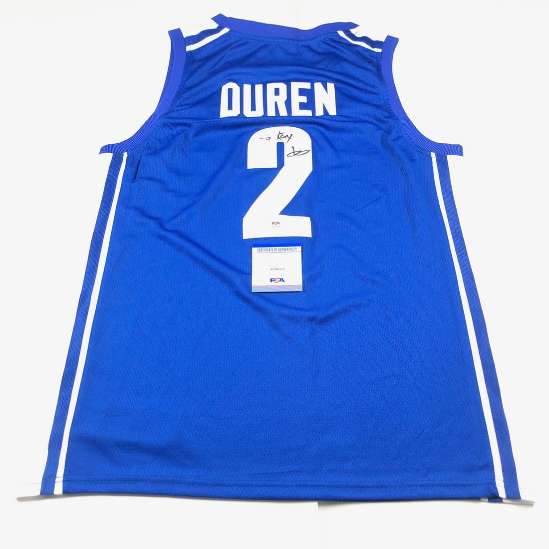 Memphis basketball jersey autographed by Jalen Duren PSA DNA: Memphis basketball jersey autographed by Jalen Duren PSA DNA This is a pre-owned Memphis basketball jersey featuring a stitched design and an authentic autograph by Jalen Duren. The signature has been