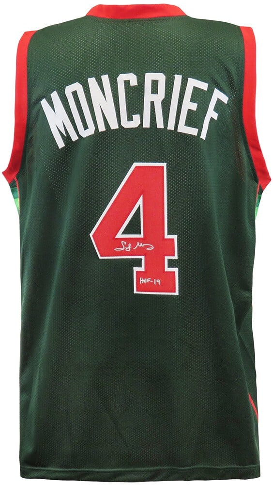 Sidney Moncrief Signed Green Basketball Jersey HOF 19 COA (1 of 2)