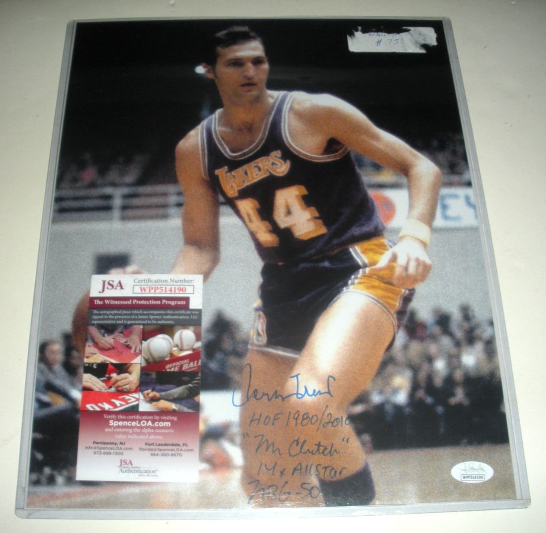 Signed Jerry West 11x14 Lakers Photo With JSA COA Hall of Fame Original (1 of 1)