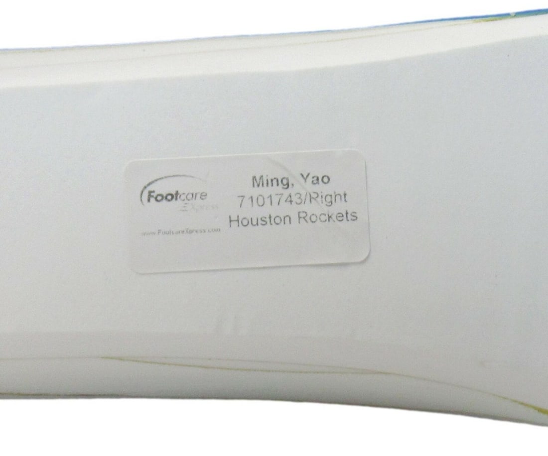Yao Ming Houston Rockets Right Shoe Game Issued Insole NBA Collectible: Yao Ming Houston Rockets Right Shoe Game Issued Insole NBA Collectible This is a circa 2008 game-issued right shoe insole from Yao Ming, associated with the Houston Rockets. Designed for athletic perf