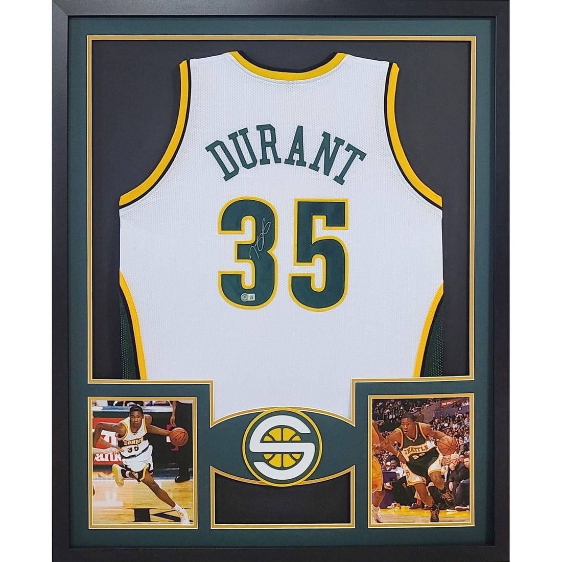 Kevin Durant Signed Framed Seattle Supersonics Jersey Beckett Authenticated: Kevin Durant Signed Framed Seattle Supersonics Jersey Beckett Authenticated Celebrate the legacy of Kevin Durant with this autographed framed jersey from his time with the Seattle Supersonics. This st