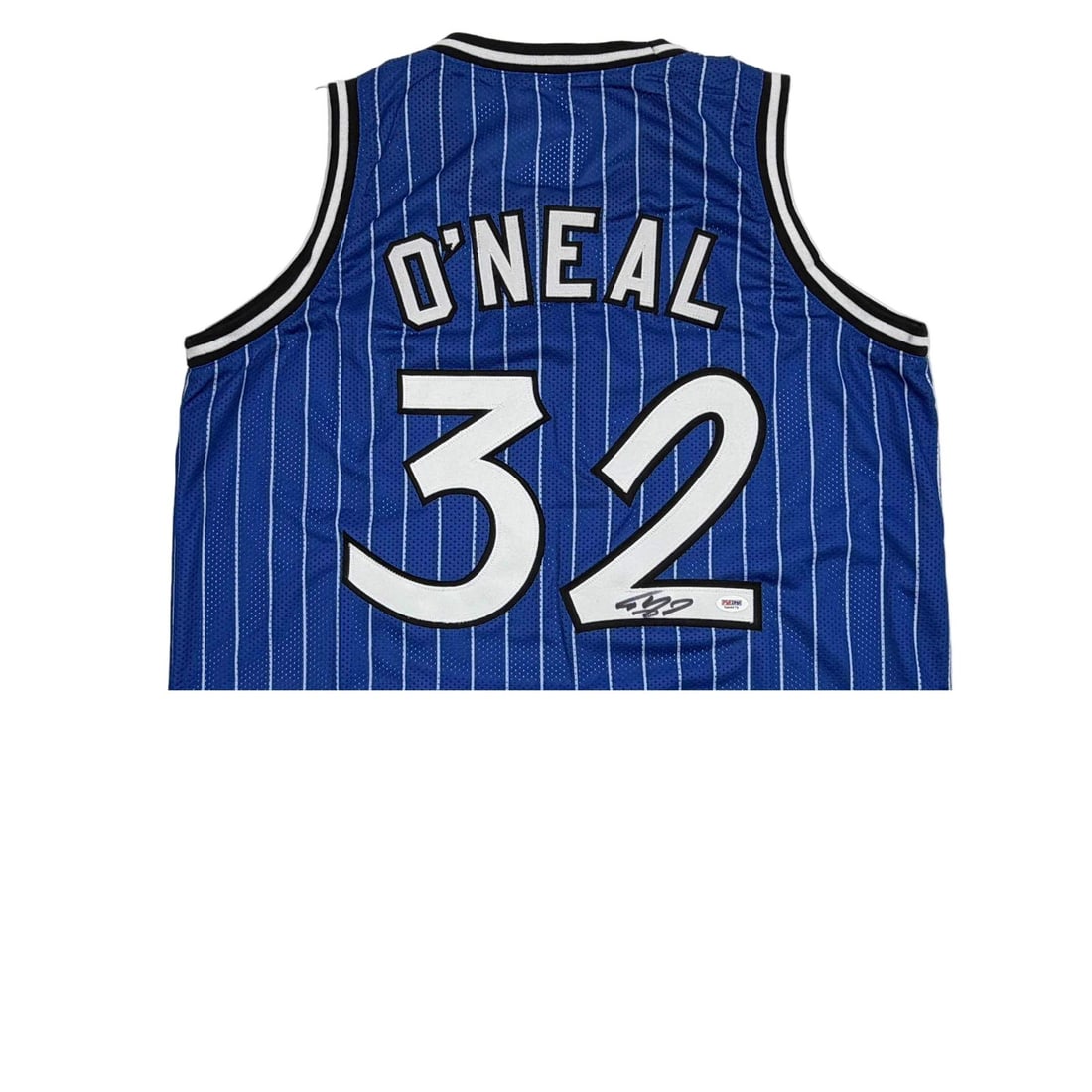 Autographed Shaquille O'Neal Orlando Magic Jersey PSA Certified: Autographed Shaquille O'Neal Orlando Magic Jersey PSA Certified This autographed Shaquille O'Neal Orlando Blue Pinstripe Jersey is a must-have for any basketball fan. It features the name and number o