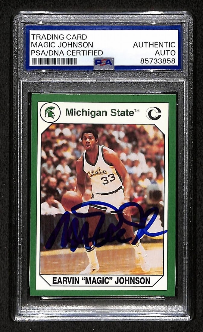 Magic Johnson Autographed 1990 Collegiate Collection Basketball Card PSA DNA 204447 (1 of 2)