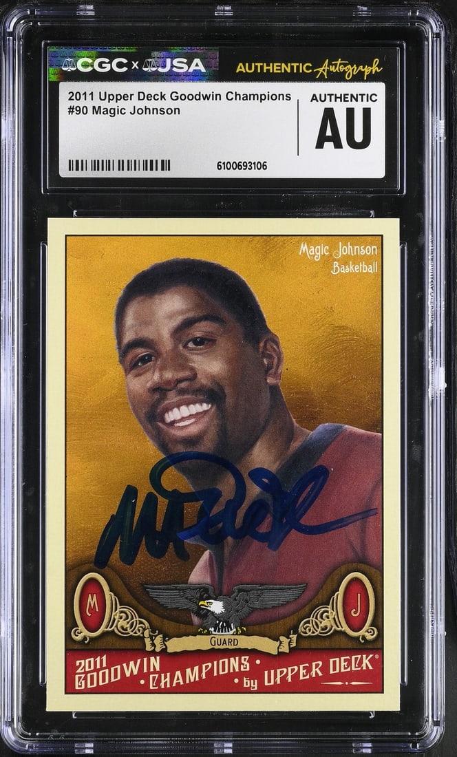 2001 Upper Deck Goodwin Magic Johnson Autographed Basketball Card #90 CGC JSA (1 of 2)