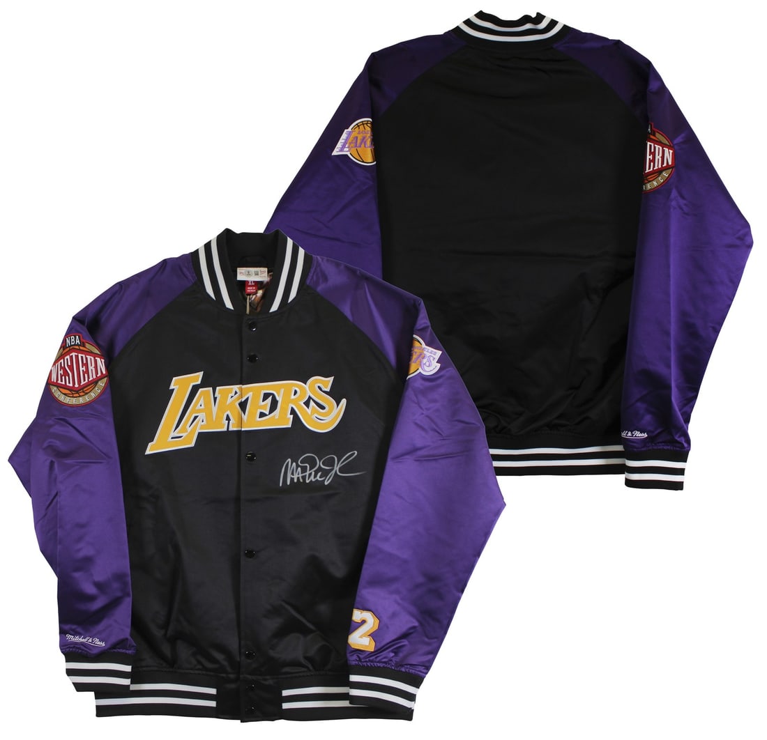 Magic Johnson Signed Lakers Black Warm Up Jacket Mitchell & Ness BAS Authenticated: Magic Johnson Signed Lakers Black Warm Up Jacket Mitchell & Ness BAS Authenticated Enhance your collection with this authentic black Mitchell & Ness warm-up jacket, personally signed by Magic Johnson,