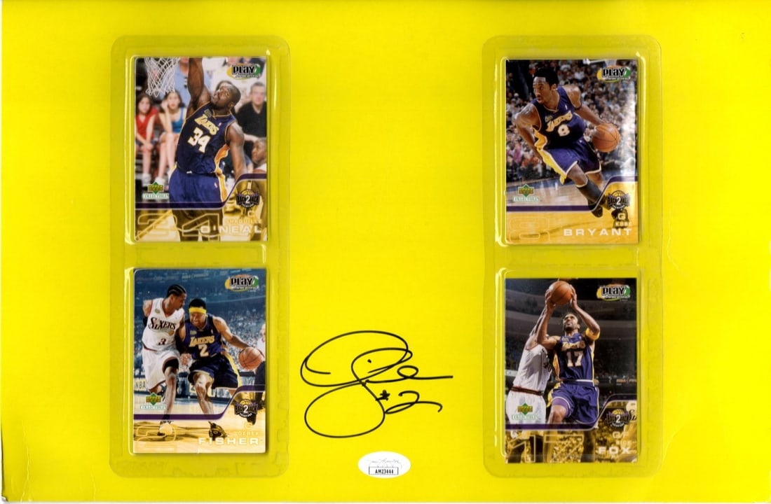 Derek Fisher Autographed Trading Card Display Lakers 9.5 x 4.5 JSA Authenticated (1 of 2)