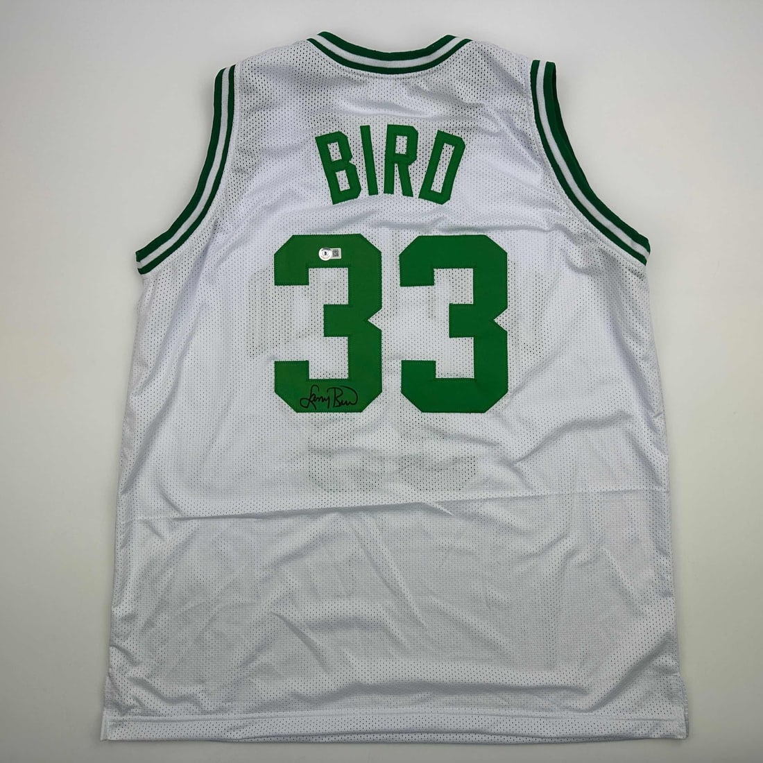 Autographed Larry Bird Boston Celtics Basketball Jersey Beckett COA: Autographed Larry Bird Boston Celtics Basketball Jersey Beckett COA This is an autographed Larry Bird Boston Celtics white basketball jersey, authenticated by Beckett Grading Services (BAS) with a Cer