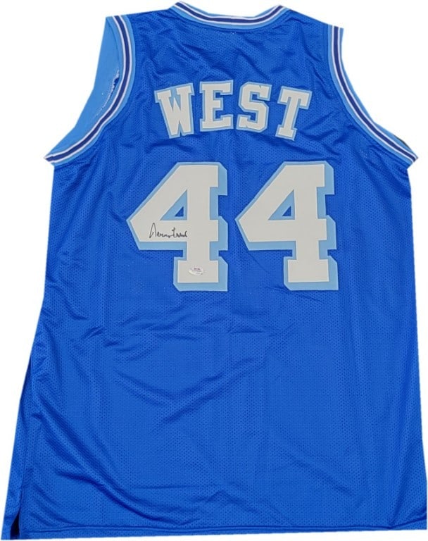 Jerry West Autographed #44 Lakers Jersey PSA/DNA Certified: Jerry West Autographed #44 Lakers Jersey PSA/DNA Certified This is an original, hand-signed jersey by NBA legend Jerry West, featuring his iconic #44. The jersey is from the Los Angeles Lakers and has