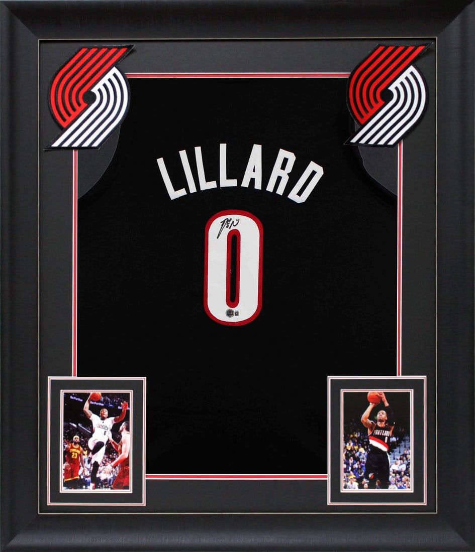 Framed Damian Lillard signed Black Dame Time jersey BAS: Framed Damian Lillard signed Black Dame Time jersey BAS This professionally framed black Dame Time Pro Style jersey has been personally signed by Damian Lillard of the Portland Trail Blazers. The auto