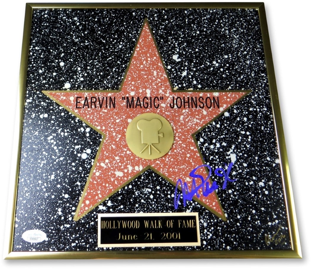 Framed 12x12 Hollywood Star plaque signed by Magic Johnson JSA (1 of 4)