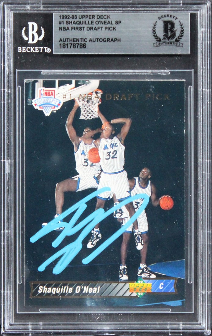 Shaquille O'Neal Signed 1992 Upper Deck Rookie Card Beckett Authenticated (1 of 2)