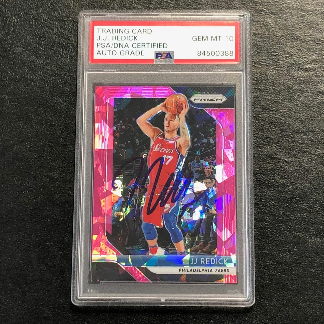 2018-19 Panini Prizm Pink Ice J.J. Redick Signed Card PSA 10: 2018-19 Panini Prizm Pink Ice J.J. Redick Signed Card PSA 10 Up for sale is a 2018-19 Panini Prizm Pink Ice #239 sports trading card signed by J.J. Redick, a prominent player of the Philadelphia 76ers