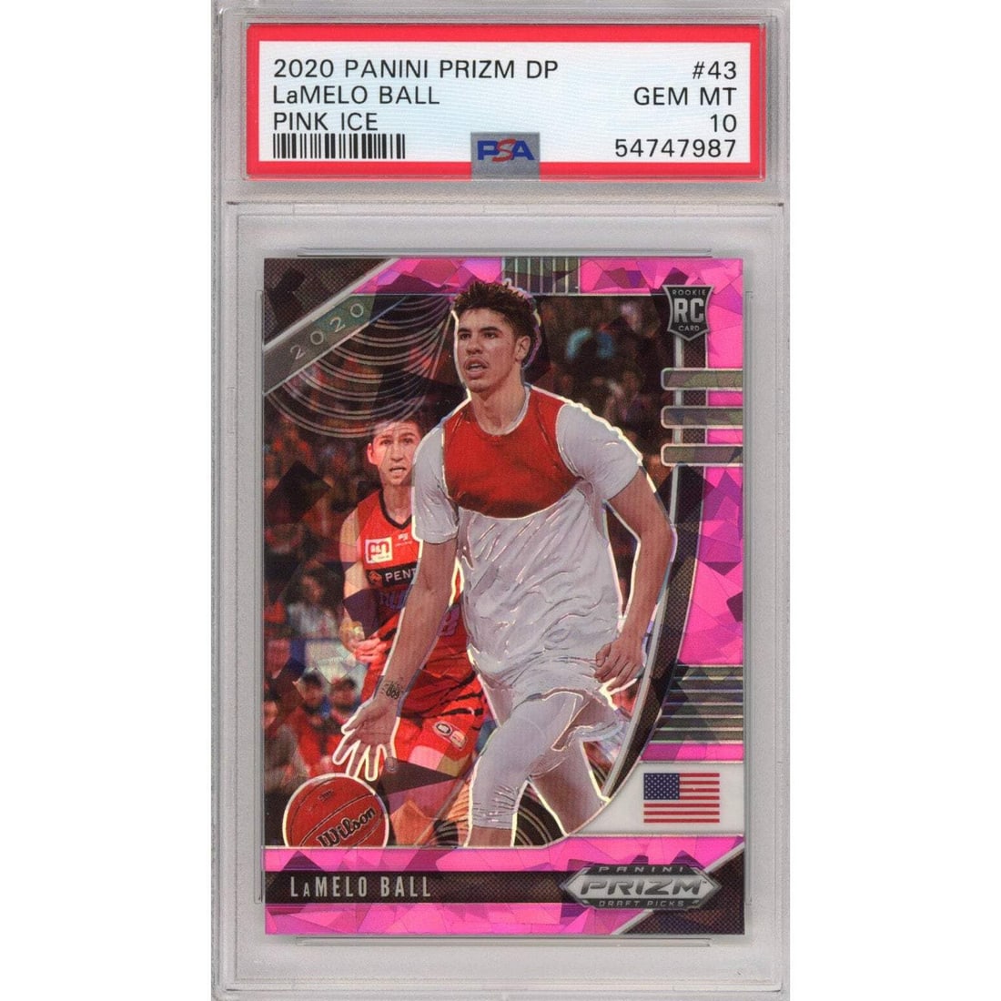 2020-21 Panini Prizm LaMelo Ball #43 Pink Ice PSA 10 Rookie Card: 2020-21 Panini Prizm LaMelo Ball #43 Pink Ice PSA 10 Rookie Card This is a 2020-21 Panini Prizm LaMelo Ball #43 Pink Ice Rookie card, graded PSA 10. As an original and authentic piece from the 2020 Pa