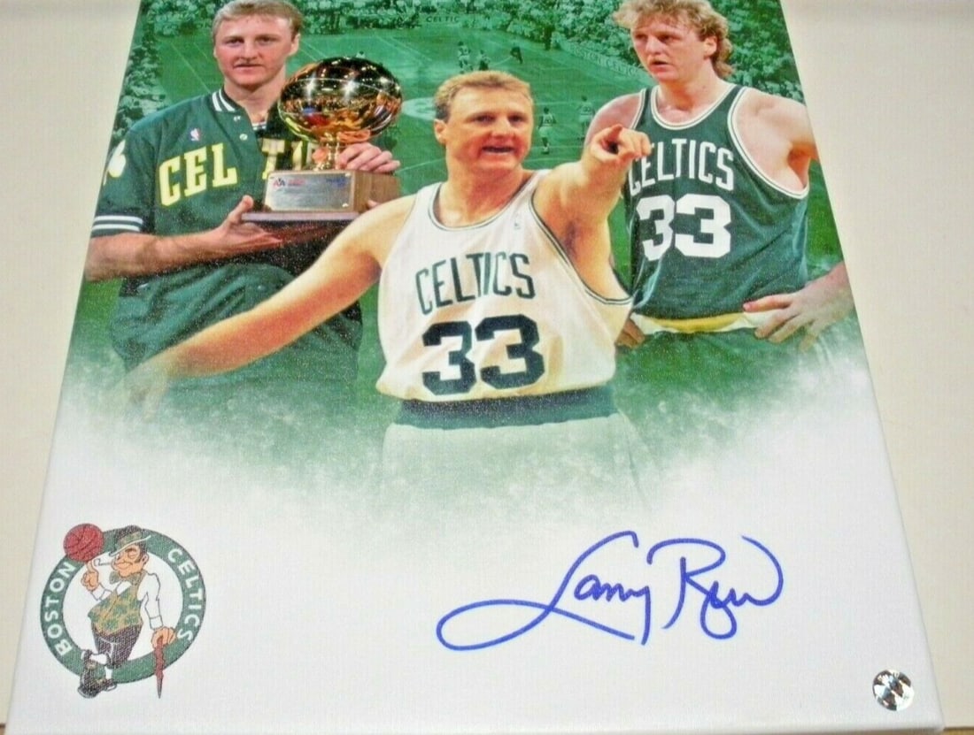 Signed Larry Bird 16x20 Boston Celtics Original Basketball Photo Canvas (1 of 2)