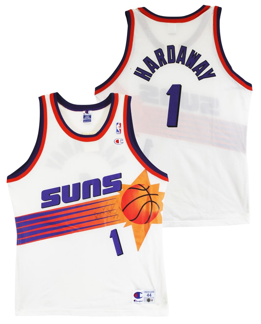 Anfernee Hardaway Autographed Phoenix Suns White Champion Jersey Beckett Authenticated: Anfernee Hardaway Autographed Phoenix Suns White Champion Jersey Beckett Authenticated This is an original white Champion authentic jersey, personally signed by Anfernee Hardaway of the Phoenix Suns. 