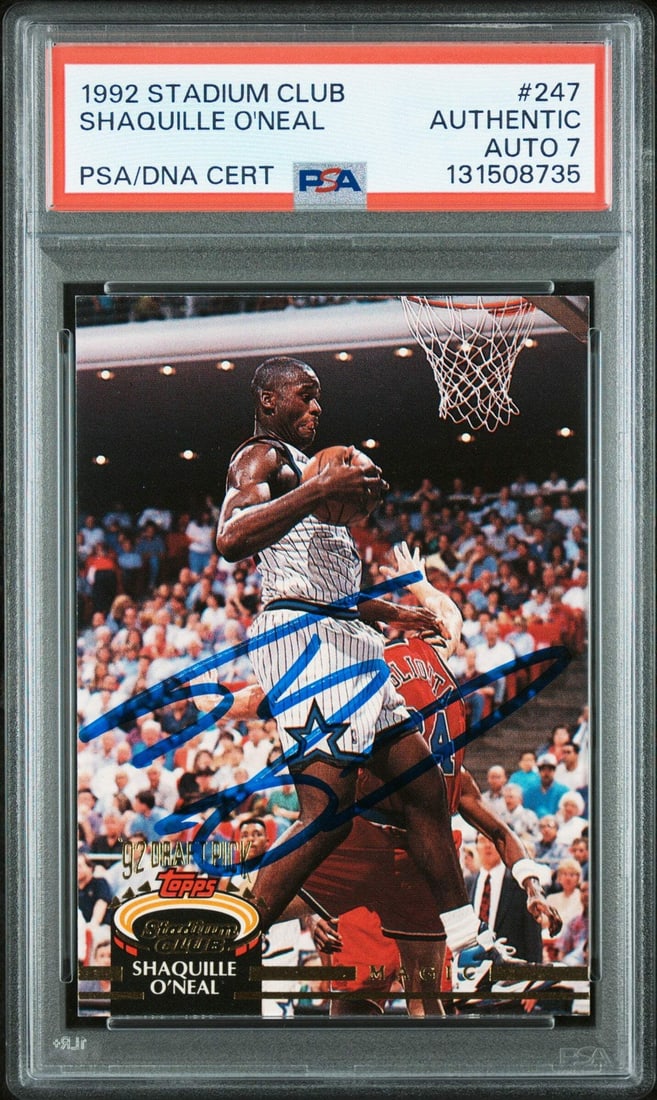 PSA 7 Shaquille O'Neal 1992-93 Stadium Club Rookie Card with Autograph (1 of 2)