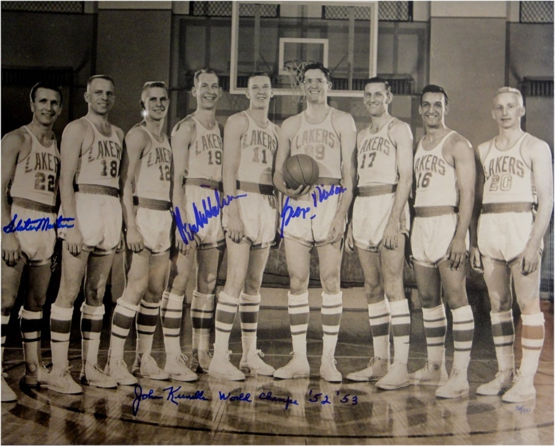 George Mikan John Kundla Slater Martin Signed 16x20 Lakers Photo (1 of 1)