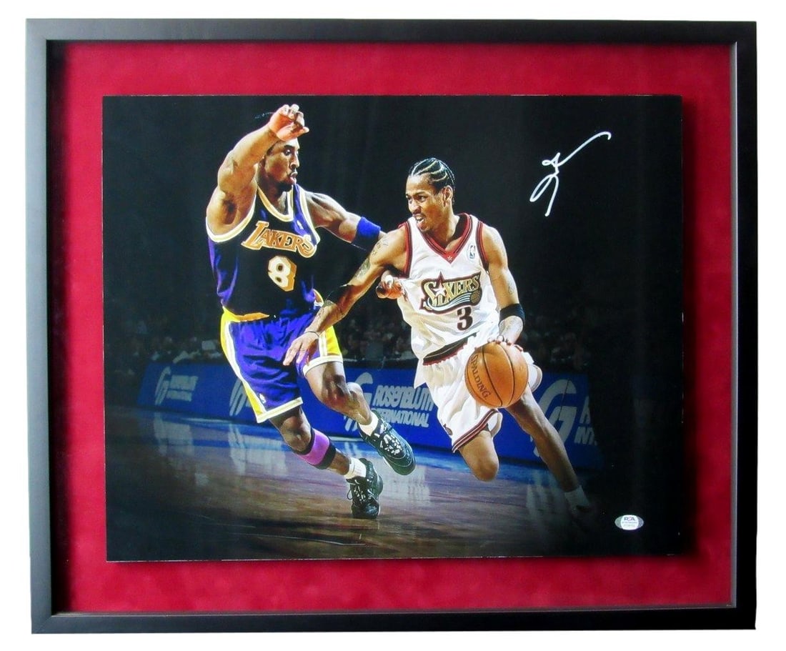 Framed 16x20 Allen Iverson Autographed Photo PSA DNA Philadelphia 76ers: Framed 16x20 Allen Iverson Autographed Photo PSA DNA Philadelphia 76ers This framed 16x20 photo features Allen Iverson of the Philadelphia 76ers, personally signed and authenticated by Professional Sp