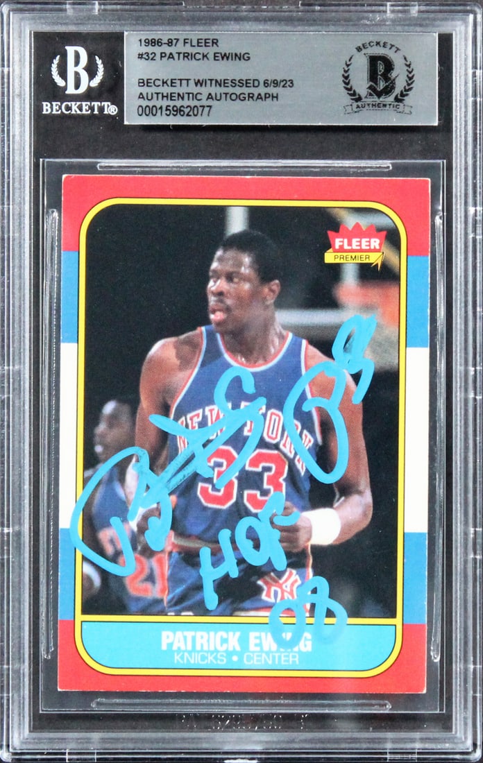 Patrick Ewing 1986 Fleer Rookie Card HOF 08 Beckett Slabbed (1 of 2)