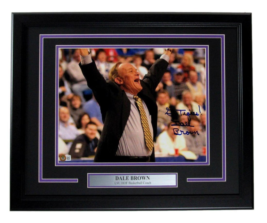 Dale Brown Autographed Framed 11x14 LSU Photo with Go Tigers Inscription (1 of 4)