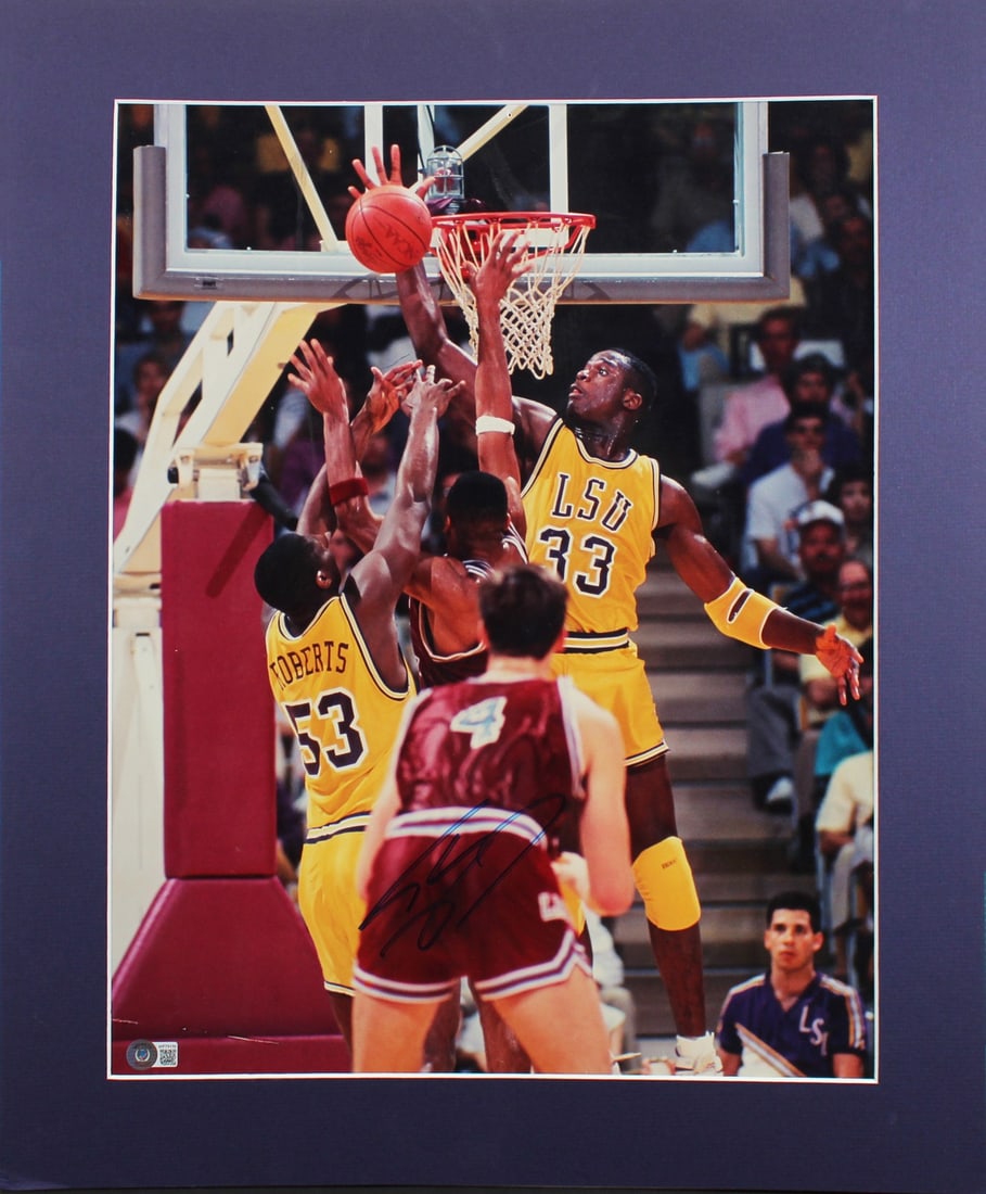 Shaquille O'Neal LSU matted 16x20 signed photo Beckett witnessed: Shaquille O'Neal LSU matted 16x20 signed photo Beckett witnessed This is an original 16x20 inch photo, professionally matted to an overall size of approximately 20x24 inches, featuring the authentic s