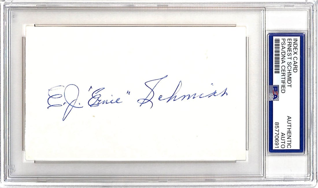 PSA Authenticated Ernest Schmidt Kansas State Signed Basketball Index Card (1 of 2)