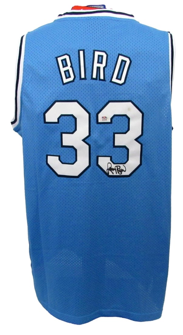 Larry Bird Signed Blue Nike Basketball Jersey Indiana PSA/DNA: Larry Bird Signed Blue Nike Basketball Jersey Indiana PSA/DNA This is a Larry Bird Hall of Fame signed and autographed blue Nike basketball jersey representing Indiana. The jersey is authenticated by 