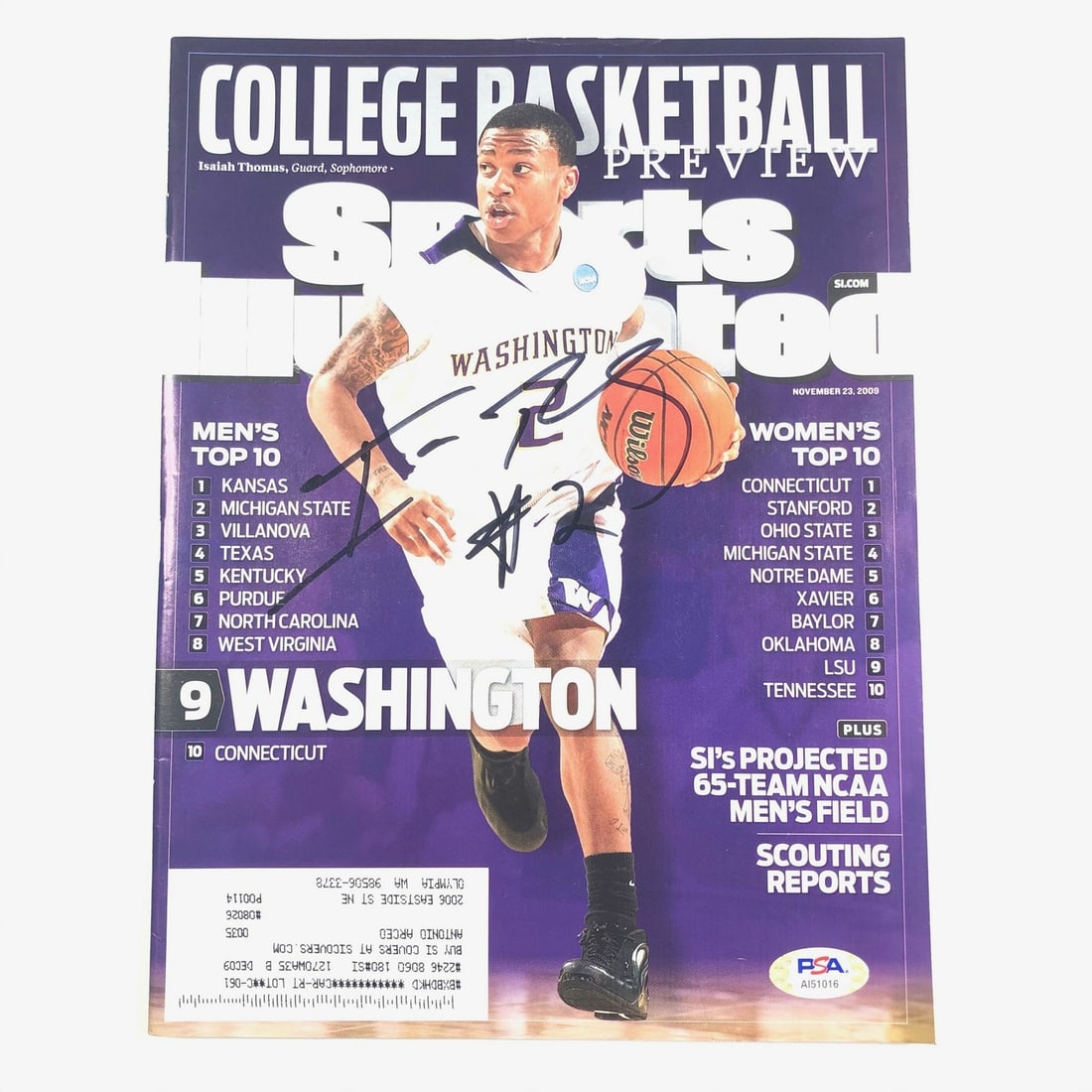 SI Magazine Autographed by Isaiah Thomas PSA DNA Authenticated Washington Huskies (1 of 3)