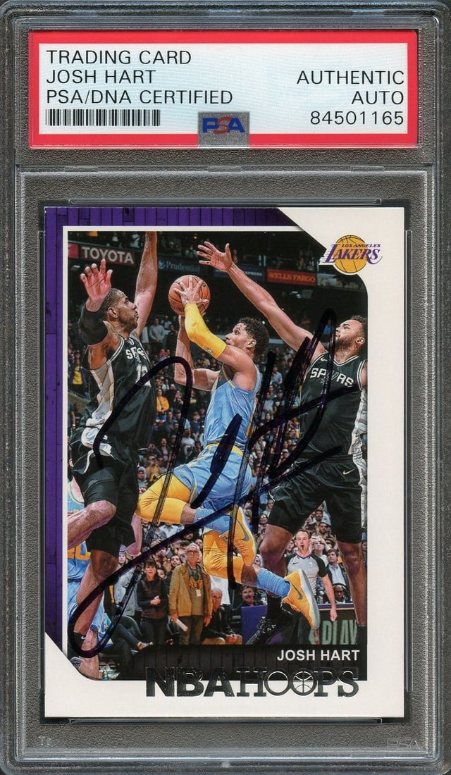 2018-19 NBA Hoops Josh Hart Autographed Card PSA Slabbed Lakers: 2018-19 NBA Hoops Josh Hart Autographed Card PSA Slabbed Lakers This item features a 2018-19 NBA Hoops #235 card autographed by Josh Hart, who is known for his time with the Los Angeles Lakers. The si
