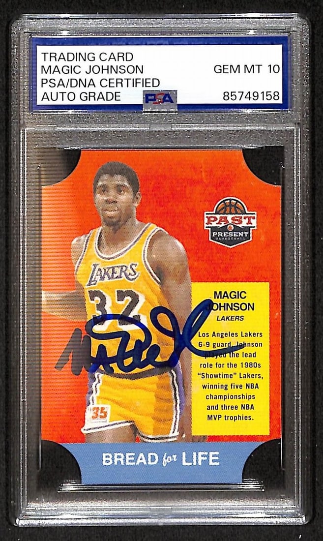 2012 Panini Card #18 Magic Johnson Signed PSA/DNA 10 Basketball: 2012 Panini Card #18 Magic Johnson Signed PSA/DNA 10 Basketball This is a Magic Johnson 2012 Panini basketball card, number 18, featuring his autograph. The card has been authenticated and graded PSA/