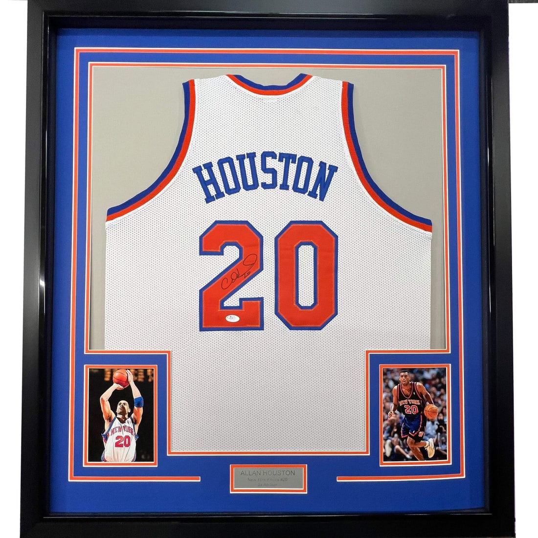 Allan Houston signed Knicks jersey framed 33x42 PSA DNA COA (1 of 2)
