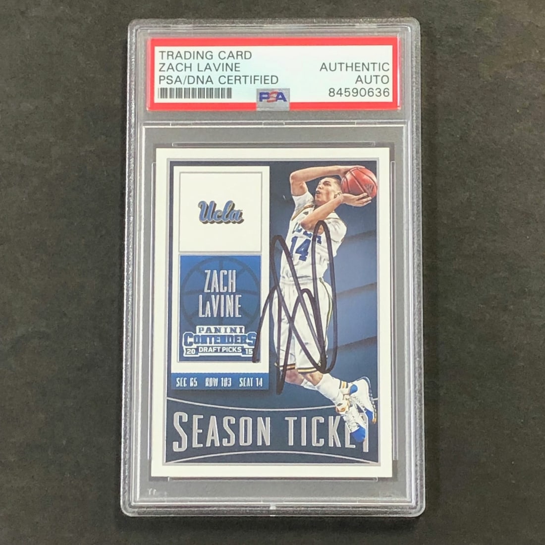 PSA Slabbed Zach LaVine Autographed 2015-16 Contenders Draft Picks #99 Card (1 of 2)