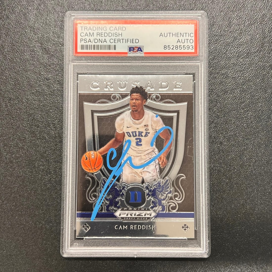 2019 Panini Prizm #43 Cam Reddish Signed AUTO PSA Authenticated: 2019 Panini Prizm #43 Cam Reddish Signed AUTO PSA Authenticated This 2019 Panini Prizm #43 card features a bold autograph from Cam Reddish, a standout player known for his time at Duke University. The