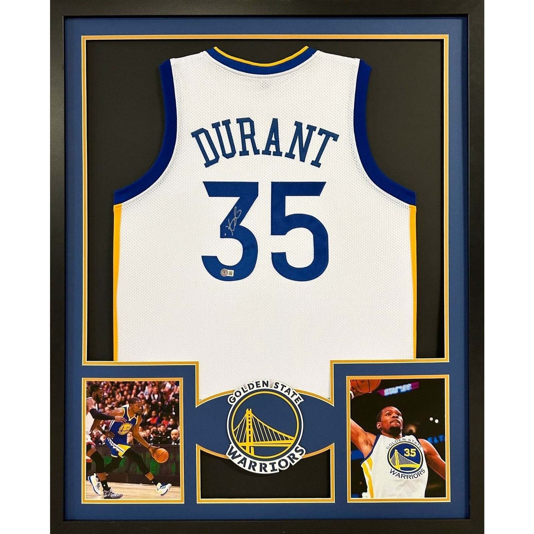 Kevin Durant Signed Framed Jersey GS Warriors Beckett Authenticated 42x34: Kevin Durant Signed Framed Jersey GS Warriors Beckett Authenticated 42x34 Showcase your admiration for Kevin Durant with this autographed framed jersey from his time with the Golden State Warriors. Au