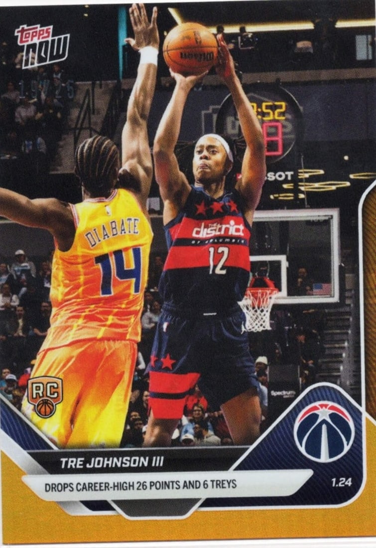 Tre Johnson Rookie Card 2025 Orange Foil Topps Now Serial Numbered /25 (1 of 2)