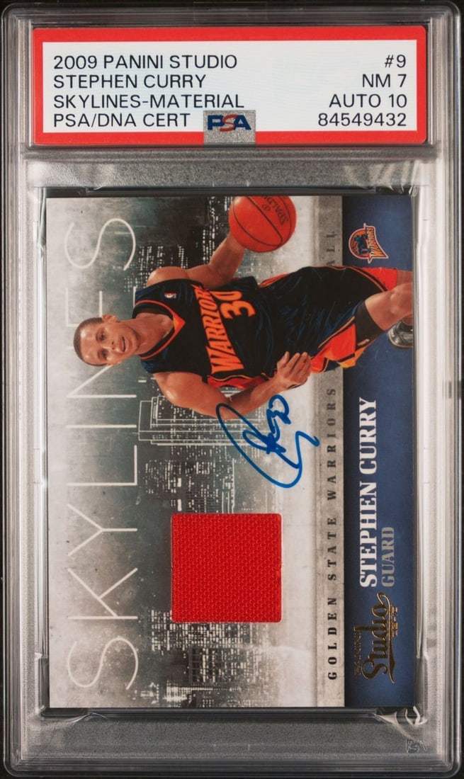 Stephen Curry 2009 Panini Studio Skylines Material Signed Card PSA 7 Auto 10 (1 of 2)