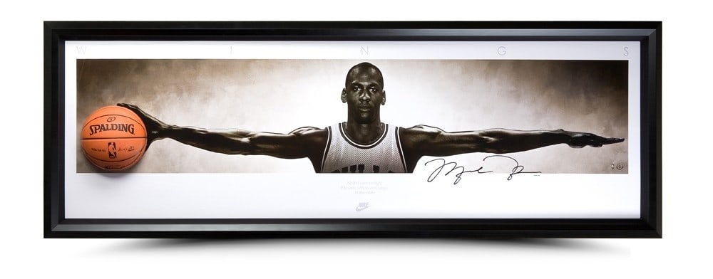 Michael Jordan Autographed 31X90 Wings Photo Chicago Bulls Upper Deck: Michael Jordan Autographed 31X90 Wings Photo Chicago Bulls Upper Deck This stunning 31X90 photo captures Michael Jordan breaking through in a dramatic moment with the Chicago Bulls. The piece is an or