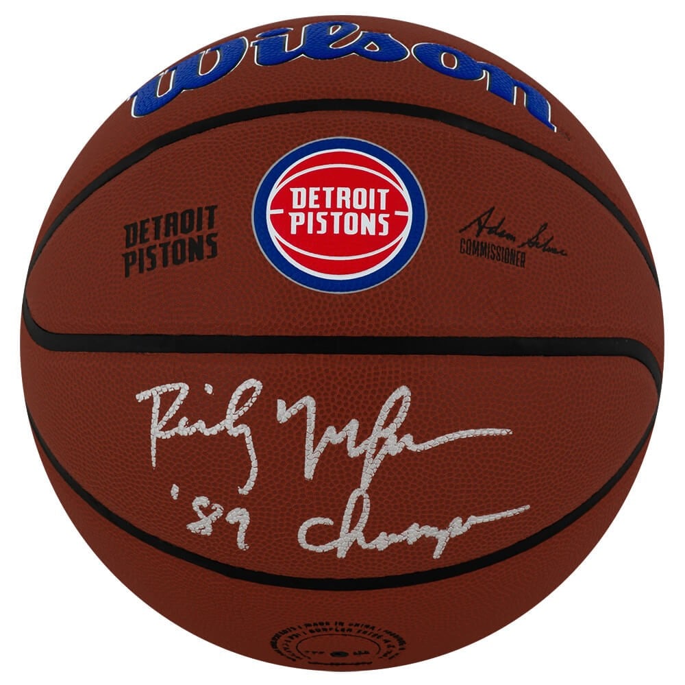 Rick Mahorn Signed Pistons Logo Basketball with '89 Champs' Inscription: Rick Mahorn Signed Pistons Logo Basketball with '89 Champs' Inscription This authentic Rick Mahorn signed Wilson Alliance NBA basketball features the Detroit Pistons logo and includes the inscription 