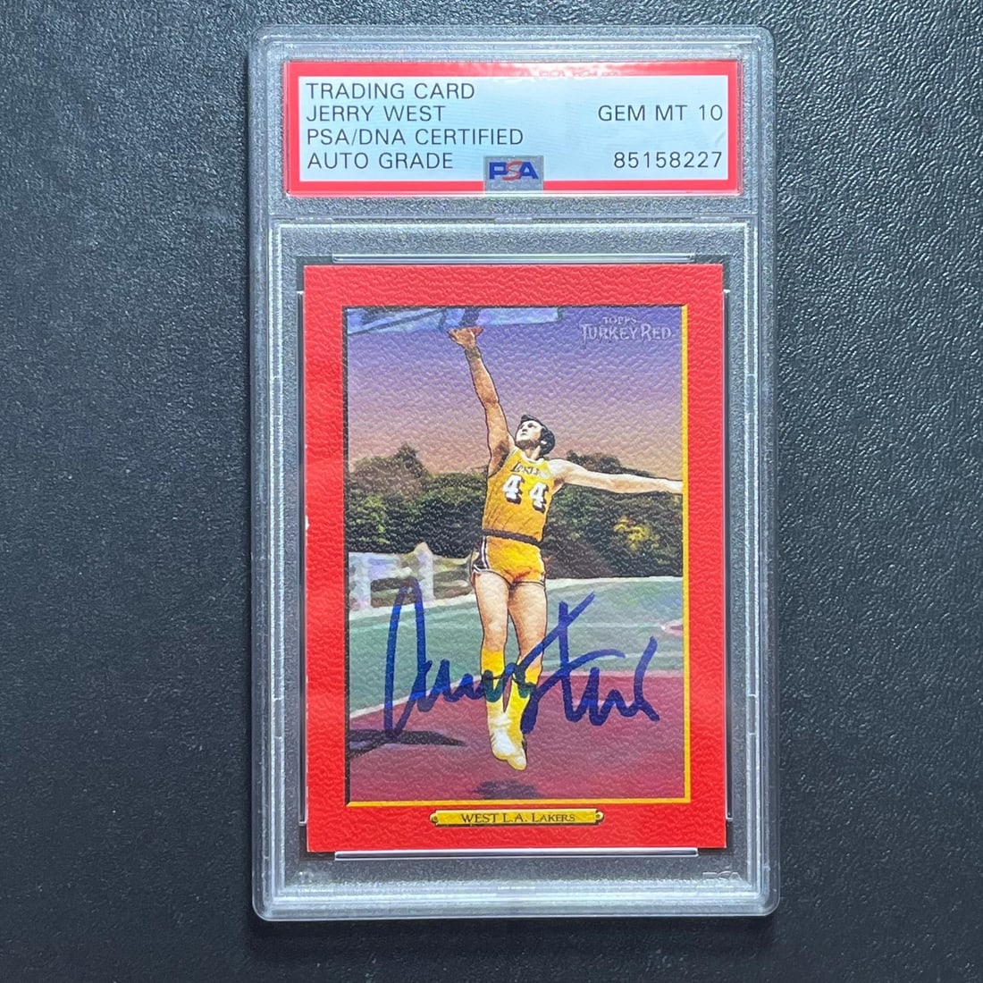 Jerry West PSA Auto 10 Signed 2008 Topps Turkey Red Lakers Basketball Card (1 of 2)