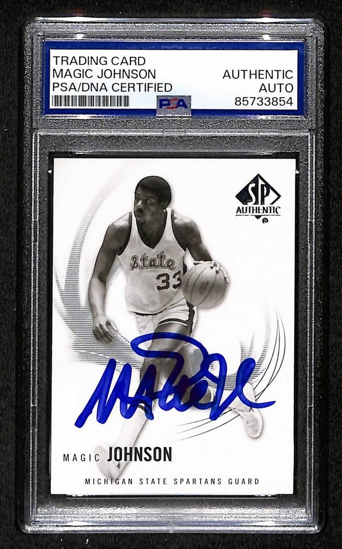 Magic Johnson Autographed 2010 SP Authentic Basketball Card 9 PSA DNA BA204456 (1 of 2)