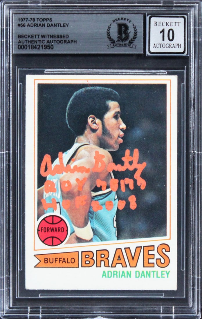Adrian Dantley Signed 1977 Topps #56 Card with Inscriptions BAS Slabbed (1 of 2)