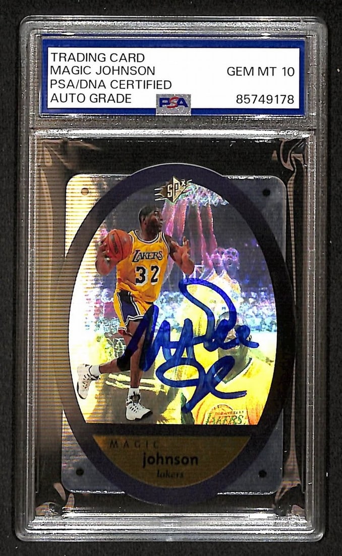 1996-97 SPX Basketball Card Magic Johnson Signed PSA DNA 10 #24: 1996-97 SPX Basketball Card Magic Johnson Signed PSA DNA 10 #24 This is an original Magic Johnson 1996-97 Upper Deck SPX autographed card, numbered #24. The card has been authenticated and graded PSA/
