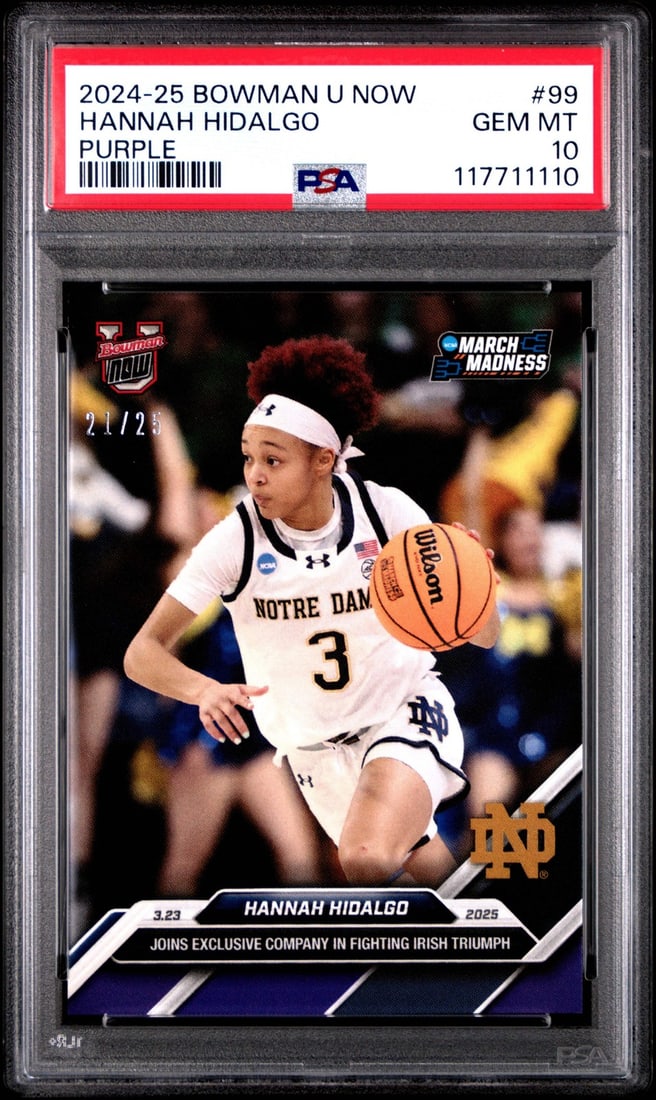2024 Bowman U Now Hannah Hidalgo #99 Purple /25 RC PSA 10 Basketball Card (1 of 2)