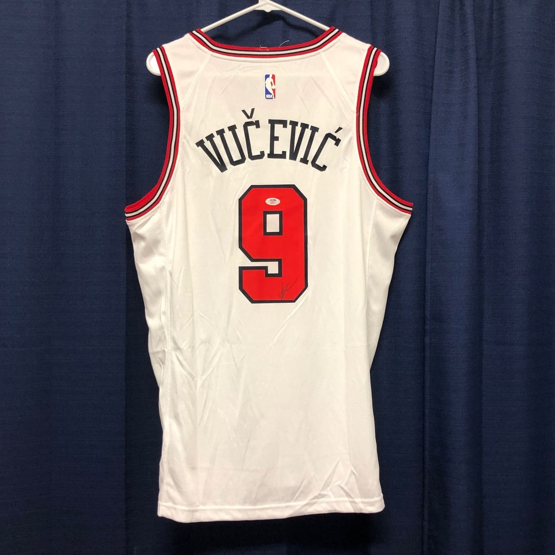 PSA DNA authenticated Nikola Vucevic Chicago Bulls signed basketball jersey: PSA DNA authenticated Nikola Vucevic Chicago Bulls signed basketball jersey This is a Chicago Bulls jersey autographed by Nikola Vucevic. The signature has been authenticated by PSA/DNA, ensuring its 