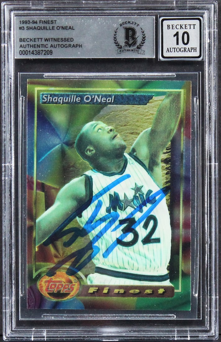 Shaquille O Neal 1993 Finest #3 Orlando Magic Auto BAS 10 Slabbed (1 of 2)