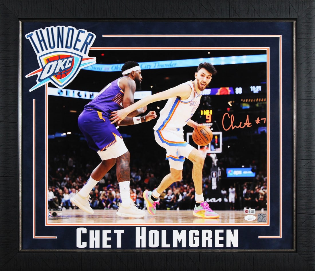 Framed 16x20 Chet Holmgren autographed Thunder photo JSA (1 of 3)
