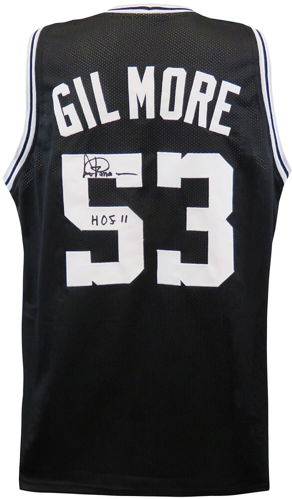 Artis Gilmore Signed Black Spurs Jersey HOF 11 COA: Artis Gilmore Signed Black Spurs Jersey HOF 11 COA Artis Gilmore Signed Black Spurs Jersey HOF 11 COA This is a black custom basketball jersey signed by Artis Gilmore, featuring the inscription 'HOF 1