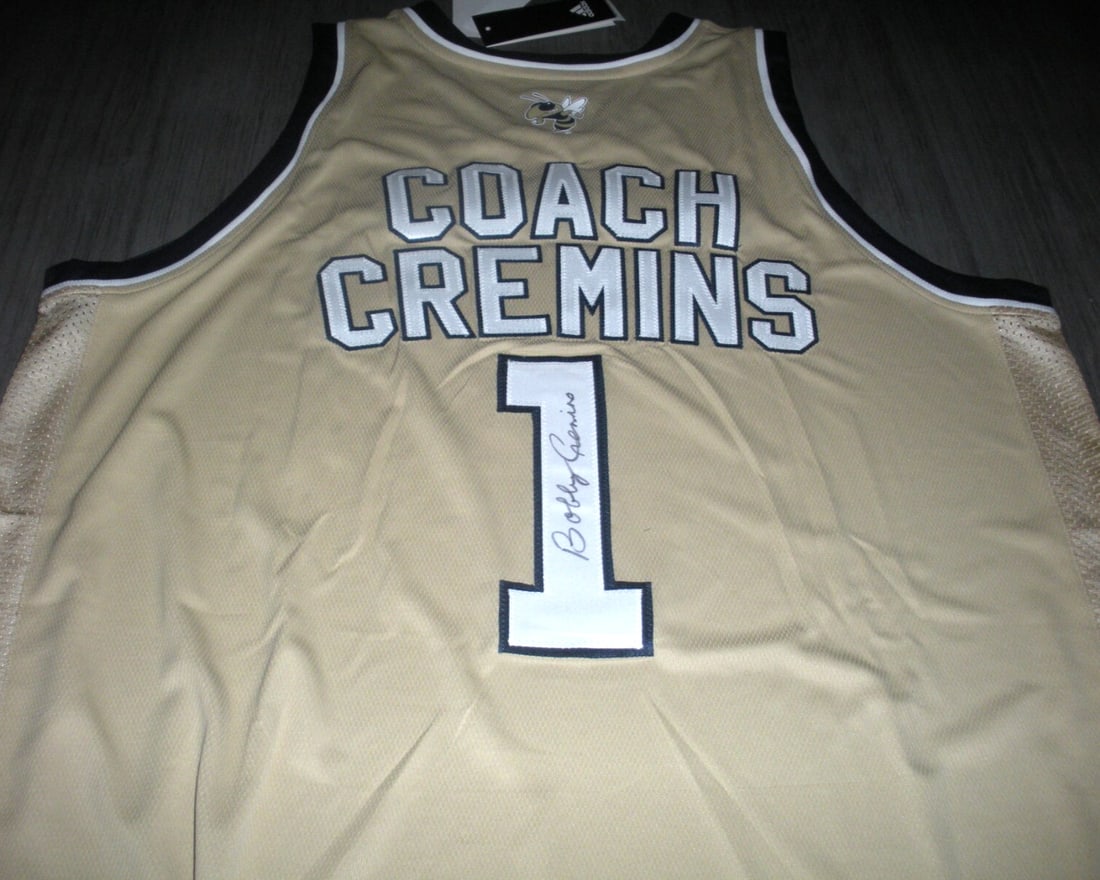 Bobby Cremins Georgia Tech Signed Russell Jersey with COA: Bobby Cremins Georgia Tech Signed Russell Jersey with COA This official licensed Russell jersey, signed by Bobby Cremins, is a must-have for basketball fans and collectors alike. Featuring the Georgia